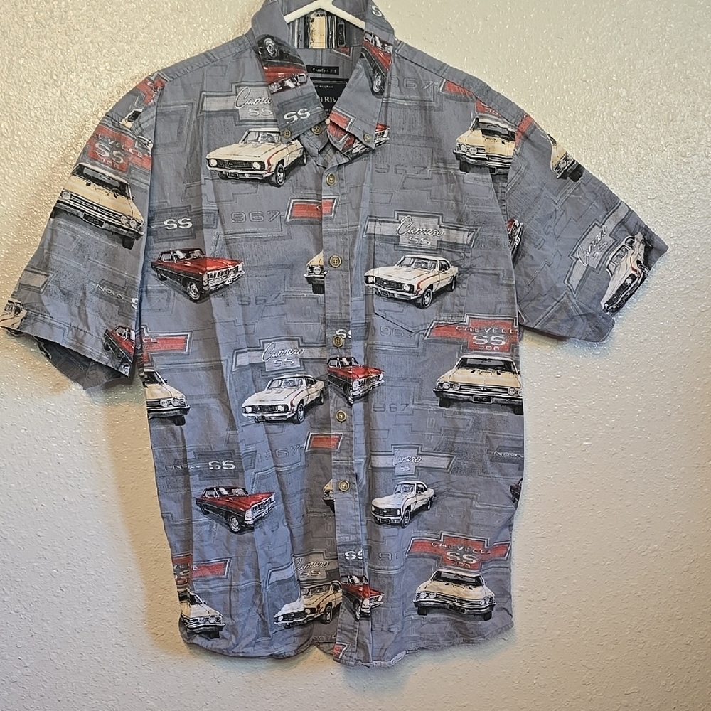Men's Classic Car Print Shirt - Gray
